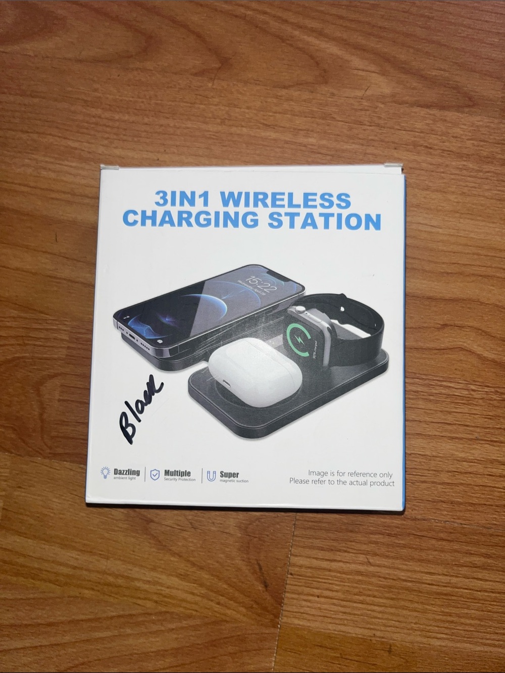Black 3-in-1 Wireless Charging Station - Multi-Device Charger
